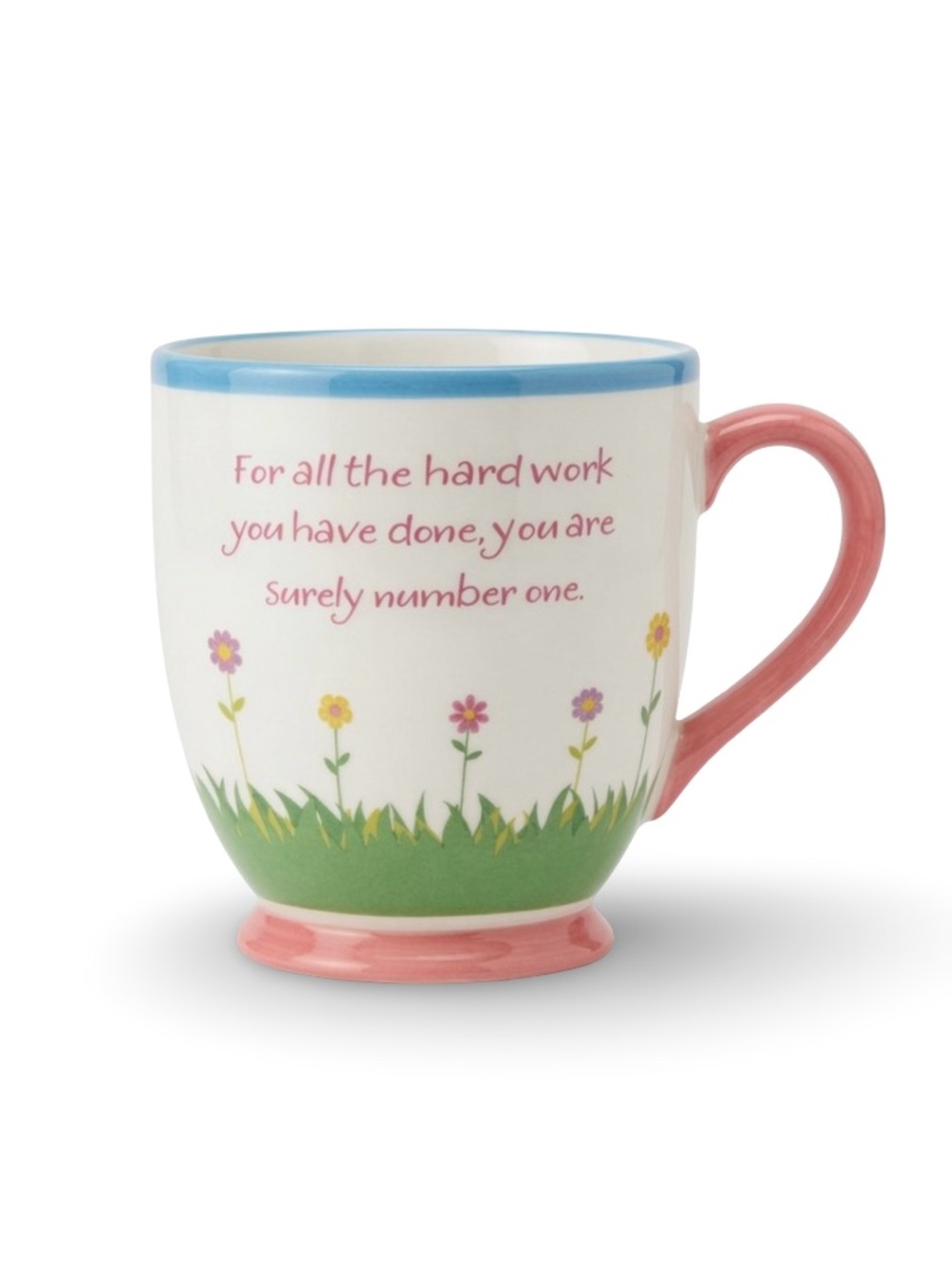 Russ Ceramic Floral Inspirational “Surely Number One” Coffee Tea Mug